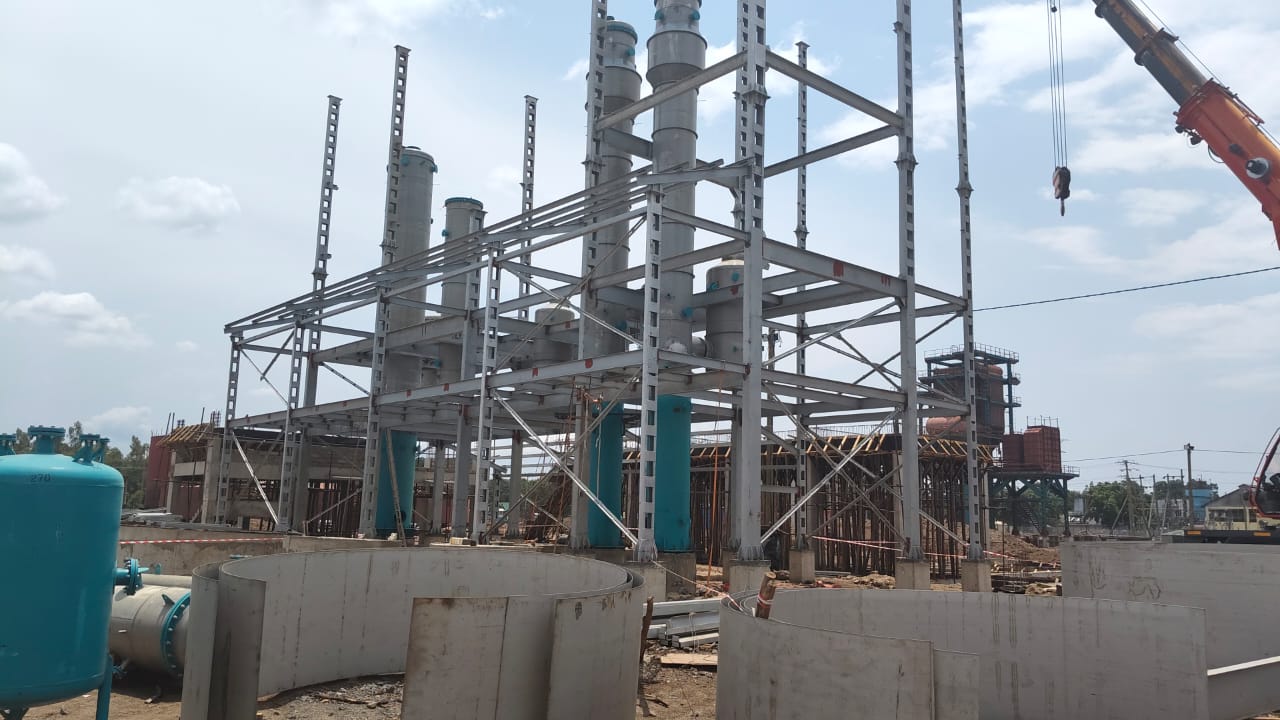 Structural steel frame for industrial equipment